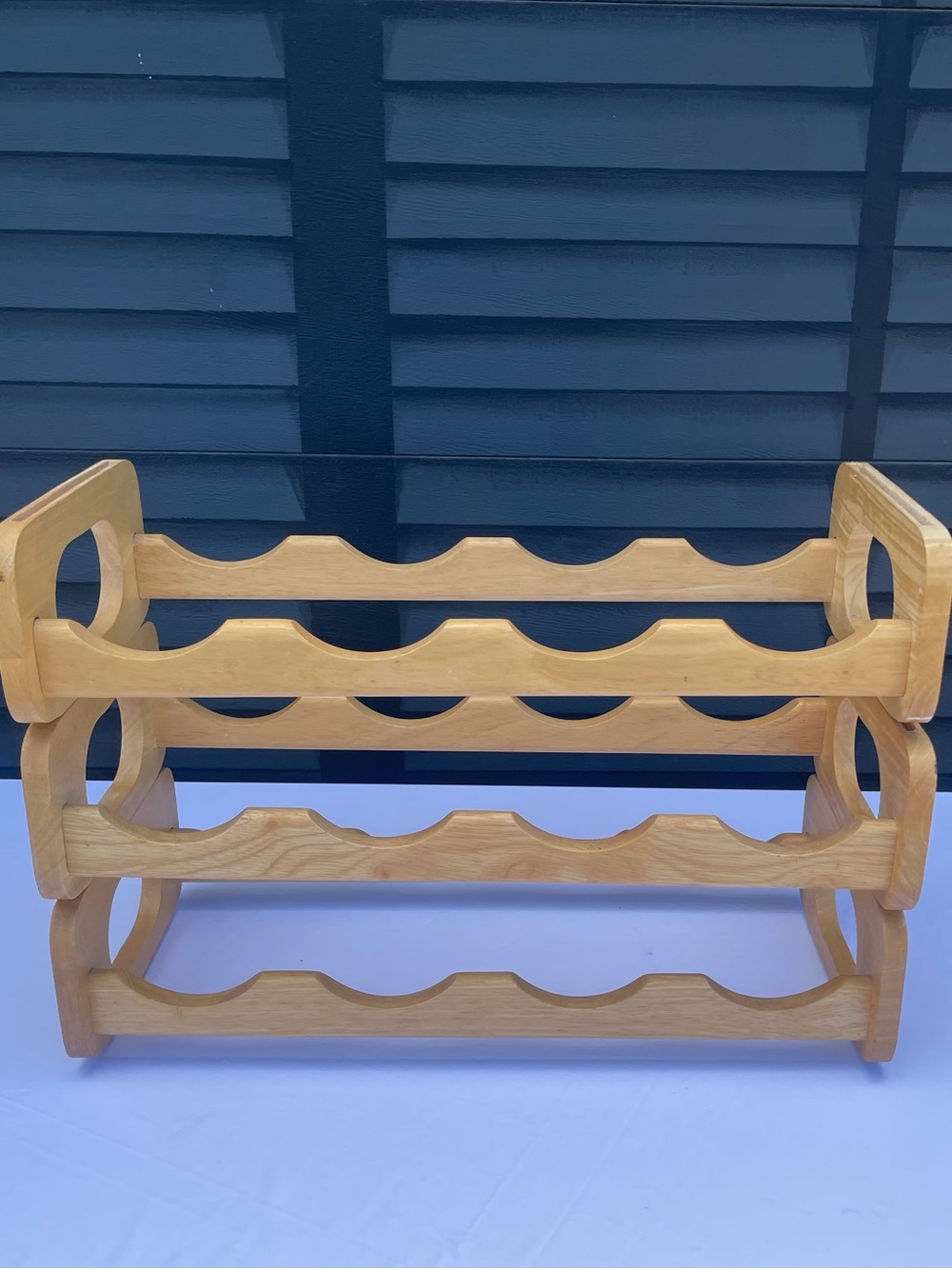 Unbranded Natural Wood 3-Tier Wine Rack - Light Wood Finish